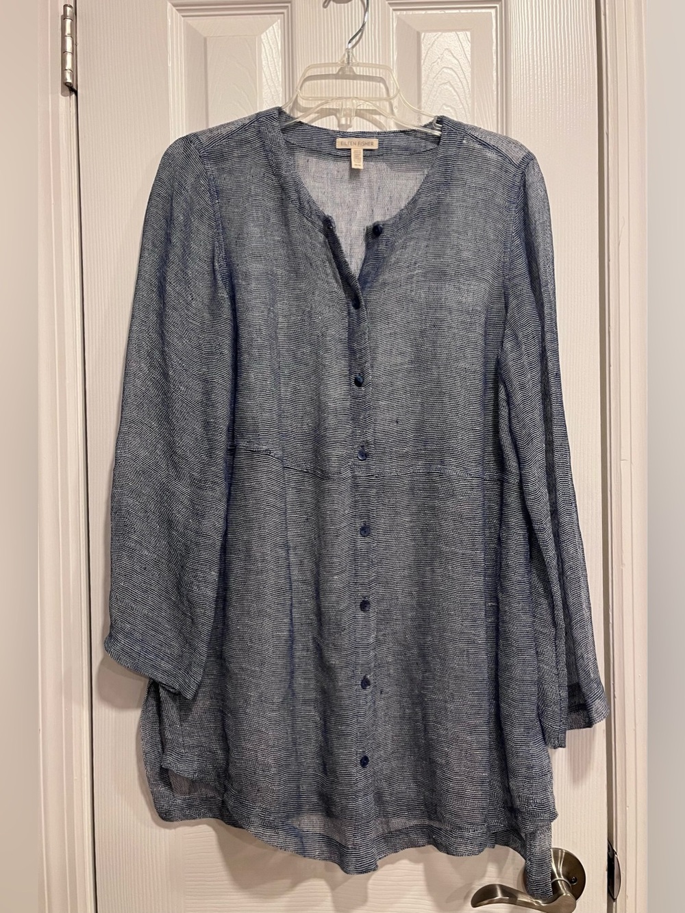 Eileen Fisher Blue Gauze Linen Tunic Beach Coverup Size Medium - Picture 1 of 7